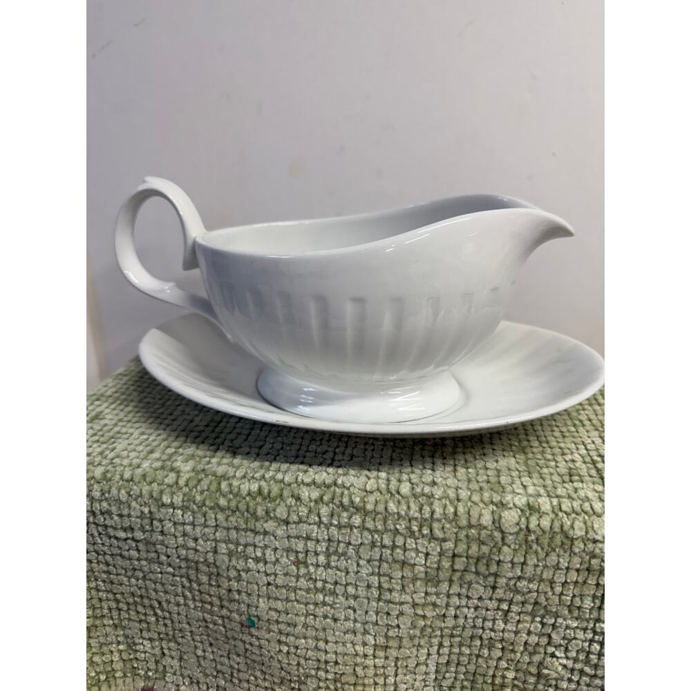 Alfred Meakin Ironstone Gravy Boat Underplate White England Vintage